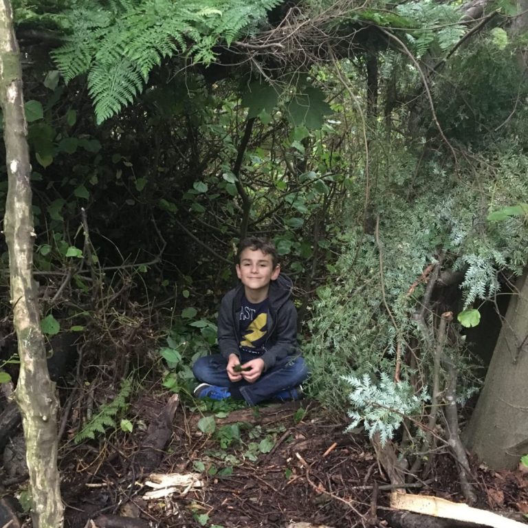Maria's son in a den on Corstorphine Hill